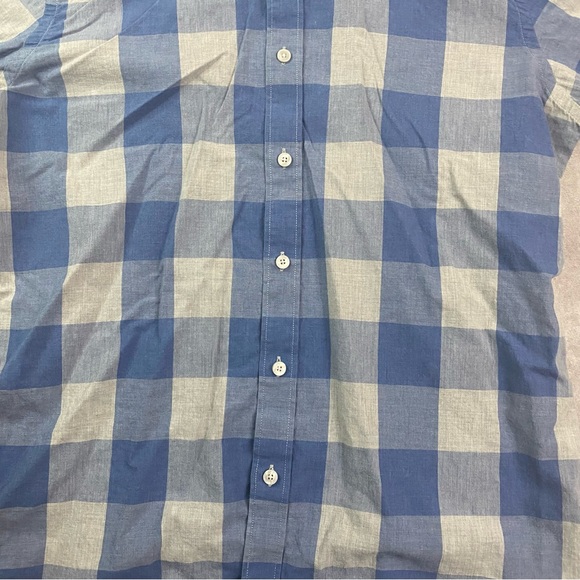 UNTUCKit Slim Fit Gingham Plaid Blue Long Sleeve Button Up Shirt Size Large - Picture 4 of 11